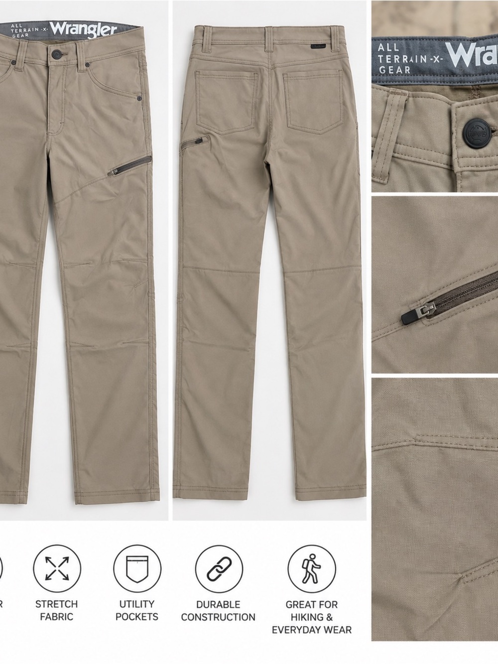 Wrangler Men’s Cargo Pants in Khaki Tan - All-Terrain Utility